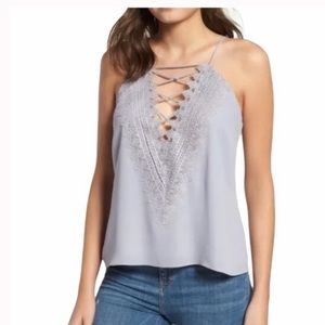 WAYF Posie Lace-up Lavender Lace Trim Camisole Large 
Nordstrom